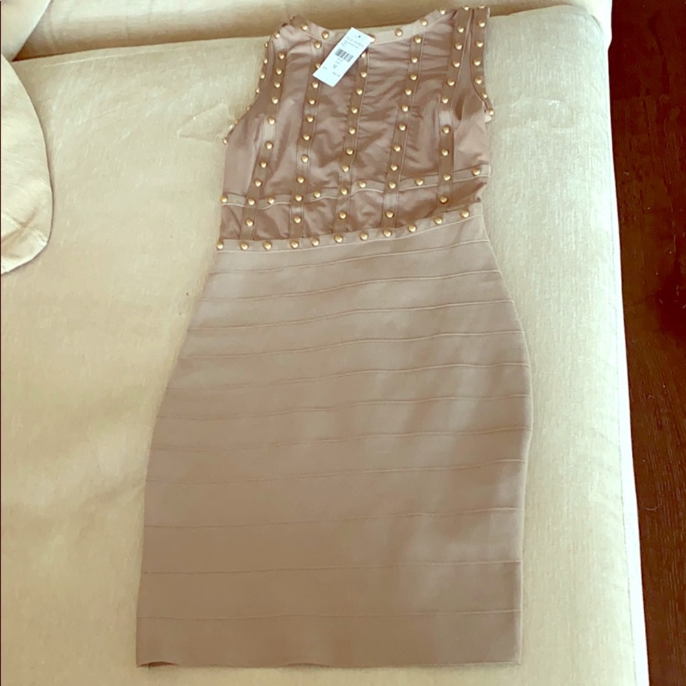Bandage beige dress
